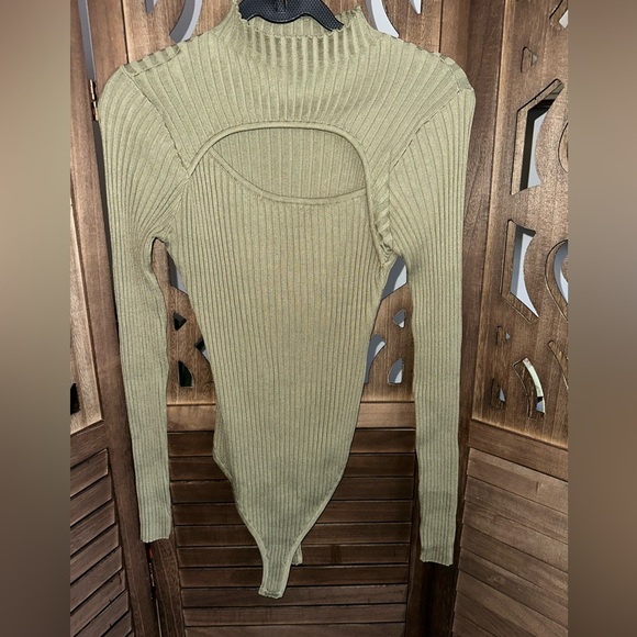 Fashion Nova Sage Ribbed Bodysuit - Picture 8 of 16